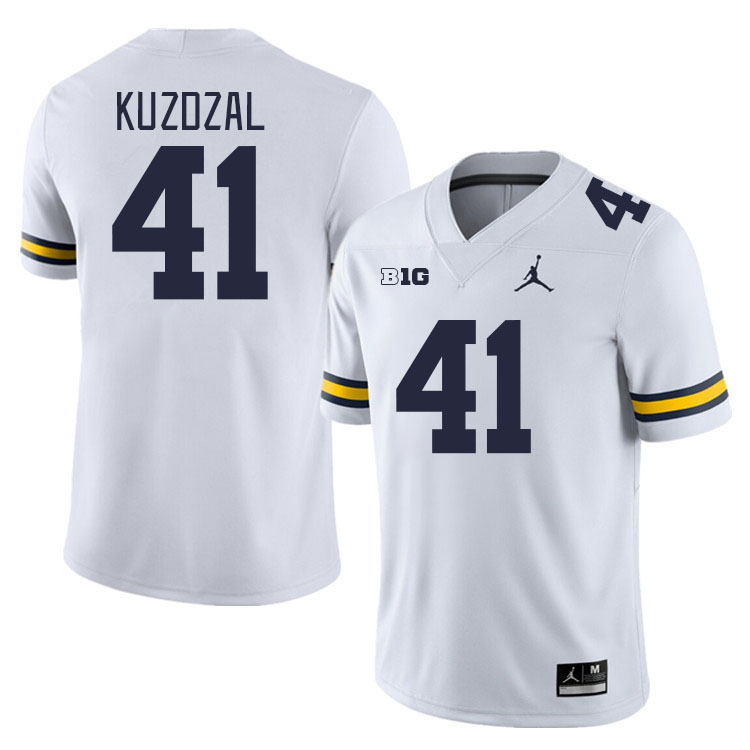 Michigan Wolverines #41 Bryson Kuzdzal College Football Jerseys Stitched Sale-White